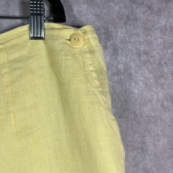 Flax Pants Womens Large Yellow Linen Wide Leg High Rise‎ Lightweight Casual Boho - Picture 4 of 13
